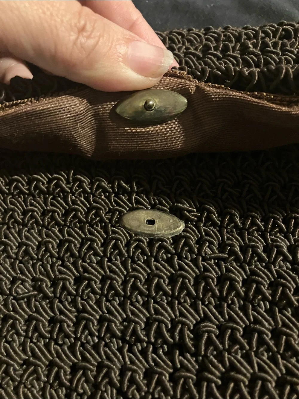 VTG 1960s Fashion Imports Italy Brown Woven Cord Evening Clutch Purse